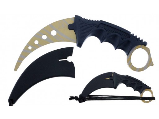 Falcon 7 1/2" Gold Karambit Trainer Necklace Knife KC1307GD