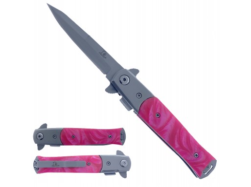 Falcon 7" Spring Assisted Knife w/ Faux Pink Marble Handle KS1106PK