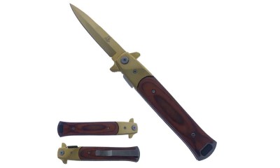 Falcon 8 3/4" Gold Spring Assisted Knife KS1107GWD