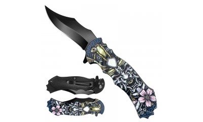 7 3/4" Samurai Handle Spring Assisted Pocket Knife KS1205-5