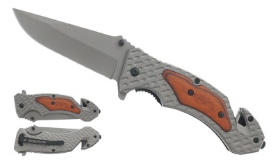 Falcon Spring Assisted Lighter Knife Silver KS1631GY