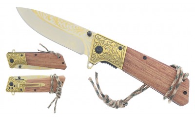 Falcon Spring Assisted Knife Wood Handle KS2376GD