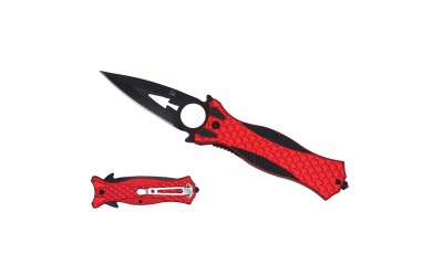 Falcon 8 1/2"  Spring Assisted Silver and Red ABS Handle KS3284SLBK