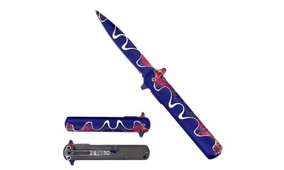 Falcon Spring Assisted Knife Purple and Pink Artistic Design KS33188-1 
